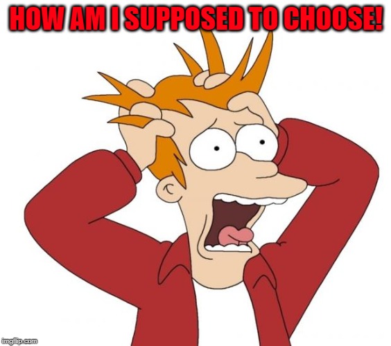 Panic | HOW AM I SUPPOSED TO CHOOSE! | image tagged in panic | made w/ Imgflip meme maker