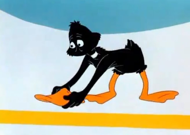 Daffy Duck Picking Up His Beak Blank Meme Template. 