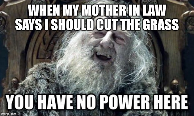 you have no power here | WHEN MY MOTHER IN LAW SAYS I SHOULD CUT THE GRASS | image tagged in you have no power here,AdviceAnimals | made w/ Imgflip meme maker