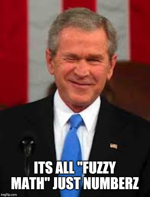 George Bush Meme | ITS ALL "FUZZY MATH" JUST NUMBERZ | image tagged in memes,george bush | made w/ Imgflip meme maker
