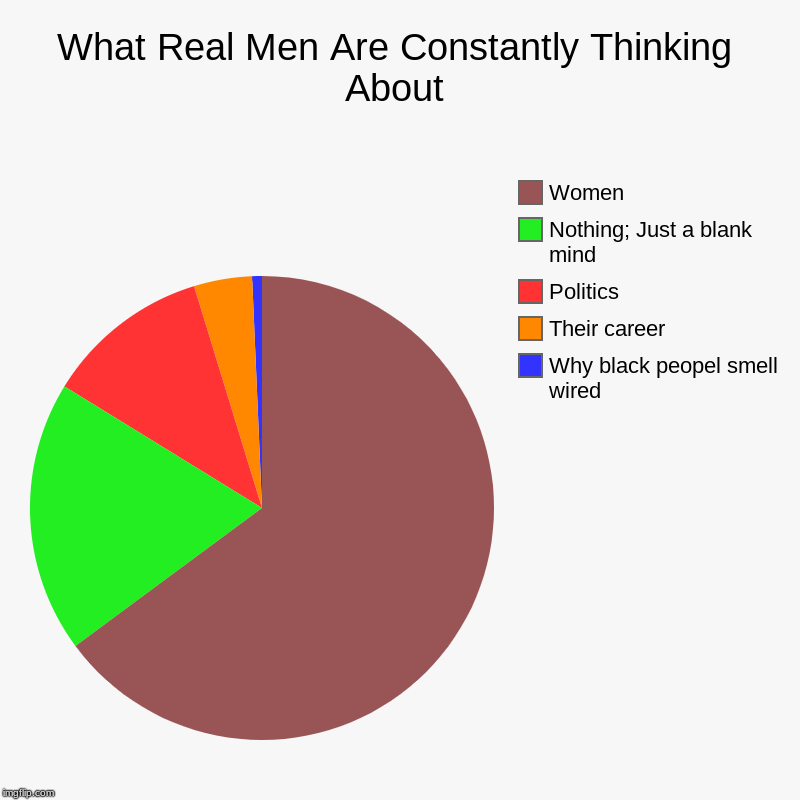 Another harsh truth chart. | What Real Men Are Constantly Thinking About | Why black peopel smell wired, Their career, Politics, Nothing; Just a blank mind, Women | image tagged in ice cream | made w/ Imgflip chart maker