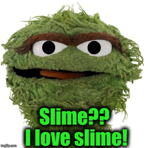 Oscar The Grouch | Slime??  I love slime! | image tagged in oscar the grouch | made w/ Imgflip meme maker