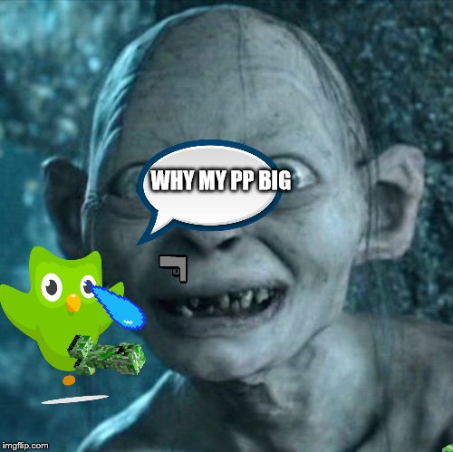 Gollum | WHY MY PP BIG | image tagged in memes,gollum | made w/ Imgflip meme maker