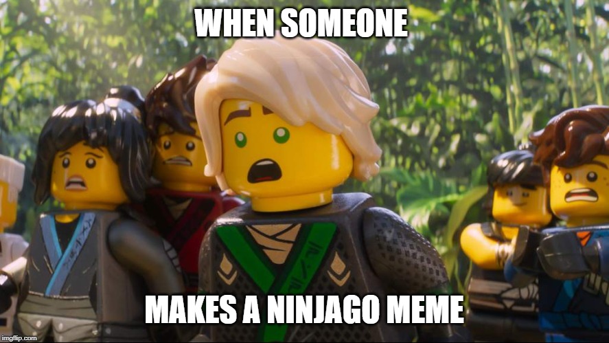 Ninjago Shocked | WHEN SOMEONE MAKES A NINJAGO MEME | image tagged in ninjago shocked | made w/ Imgflip meme maker