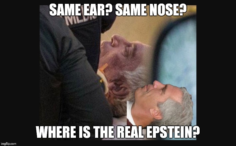 Where is the real Epstein? Extracted and in witness protection? | SAME EAR? SAME NOSE? WHERE IS THE REAL EPSTEIN? | image tagged in pedophile,globalist child killers,qanon | made w/ Imgflip meme maker