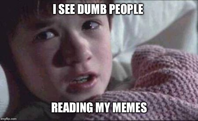 I See Dead People Meme | I SEE DUMB PEOPLE; READING MY MEMES | image tagged in memes,i see dead people | made w/ Imgflip meme maker