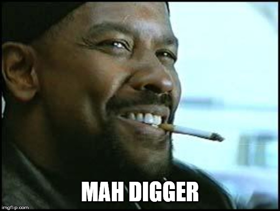 Denzel | MAH DIGGER | image tagged in denzel | made w/ Imgflip meme maker