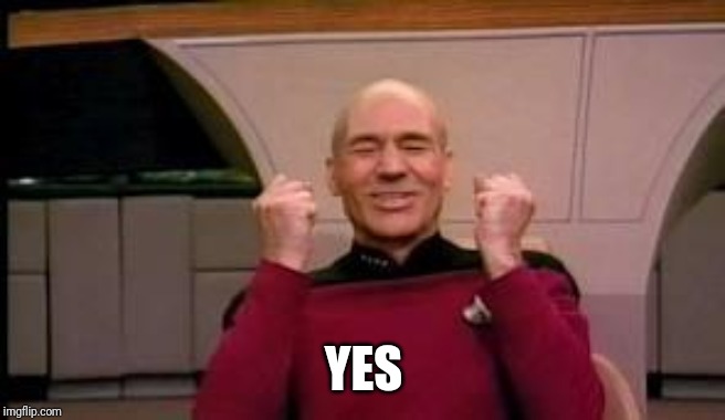Happy Picard | YES | image tagged in happy picard | made w/ Imgflip meme maker