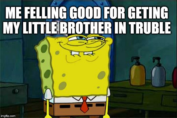 Don't You Squidward | ME FELLING GOOD FOR GETING MY LITTLE BROTHER IN TRUBLE | image tagged in memes,dont you squidward | made w/ Imgflip meme maker