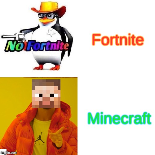Drake Hotline Bling | Fortnite; Minecraft | image tagged in memes,drake hotline bling | made w/ Imgflip meme maker