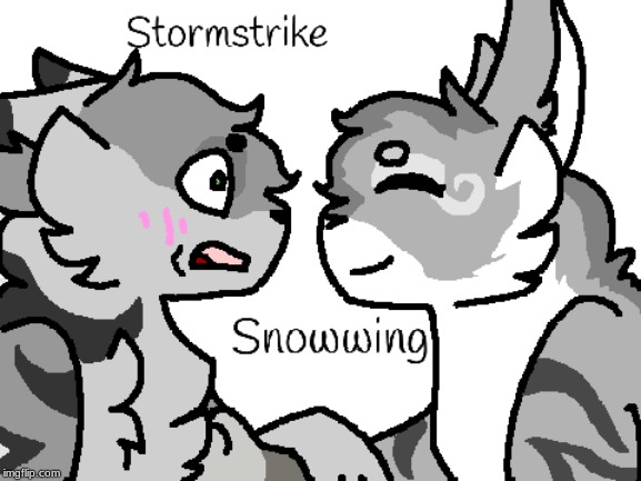 Stormstrike and snowwing ( lineart, not my art ) | image tagged in warrior cats | made w/ Imgflip meme maker