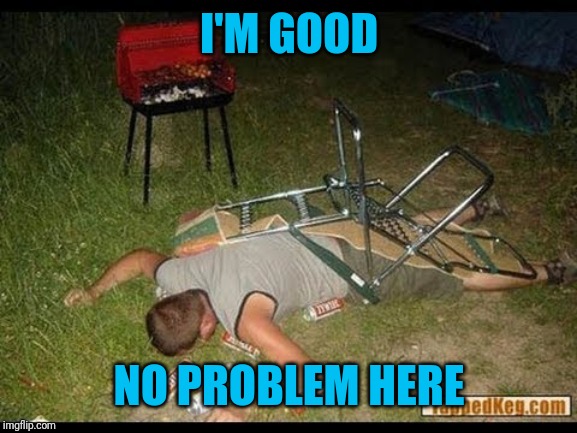 Pass Out Drunk | I'M GOOD NO PROBLEM HERE | image tagged in pass out drunk | made w/ Imgflip meme maker