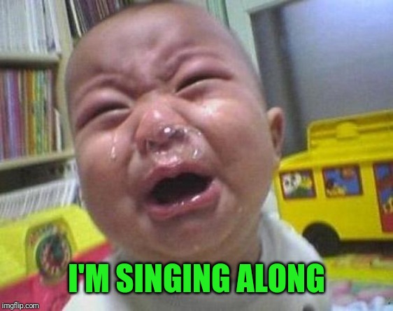 Ugly Crying Baby | I'M SINGING ALONG | image tagged in ugly crying baby | made w/ Imgflip meme maker