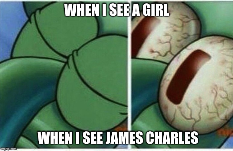 Squidward | WHEN I SEE A GIRL; WHEN I SEE JAMES CHARLES | image tagged in squidward | made w/ Imgflip meme maker