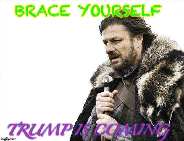 Brace Yourselves X is Coming | BRACE YOURSELF; TRUMP IS COMING | image tagged in memes,brace yourselves x is coming | made w/ Imgflip meme maker