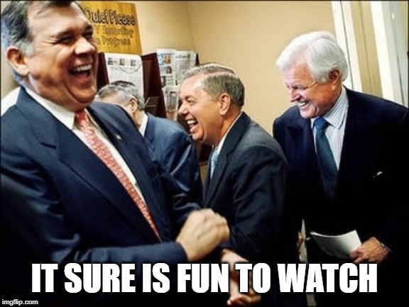 Men Laughing Meme | IT SURE IS FUN TO WATCH | image tagged in memes,men laughing | made w/ Imgflip meme maker