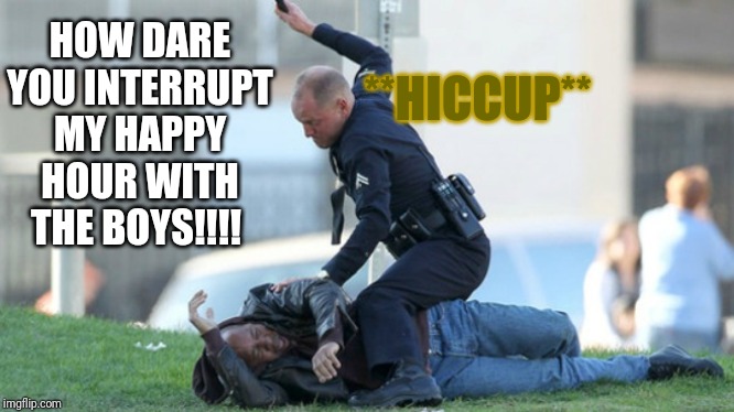 Cop Beating | HOW DARE YOU INTERRUPT MY HAPPY HOUR WITH THE BOYS!!!! **HICCUP** | image tagged in cop beating | made w/ Imgflip meme maker