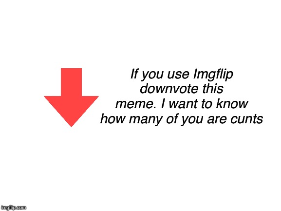 Seriously, If your a prick just do it | If you use Imgflip downvote this meme. I want to know how many of you are cunts | image tagged in blank white template | made w/ Imgflip meme maker