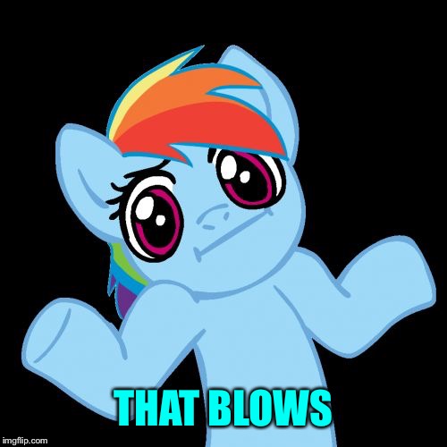 Pony Shrugs Meme | THAT BLOWS | image tagged in memes,pony shrugs | made w/ Imgflip meme maker