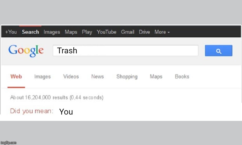 Did You Mean...? | Trash; You | image tagged in did you mean | made w/ Imgflip meme maker