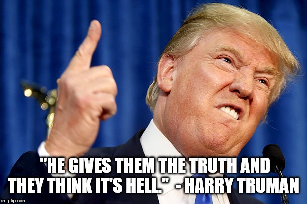 Donald Trump | "HE GIVES THEM THE TRUTH AND THEY THINK IT'S HELL."  - HARRY TRUMAN | image tagged in donald trump | made w/ Imgflip meme maker