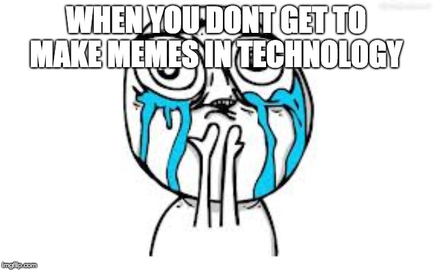 Crying Because Of Cute | WHEN YOU DONT GET TO MAKE MEMES IN TECHNOLOGY | image tagged in memes,crying because of cute | made w/ Imgflip meme maker