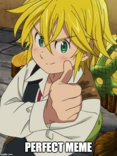 MELIODAS THUMBS UP | PERFECT MEME | image tagged in meliodas thumbs up | made w/ Imgflip meme maker