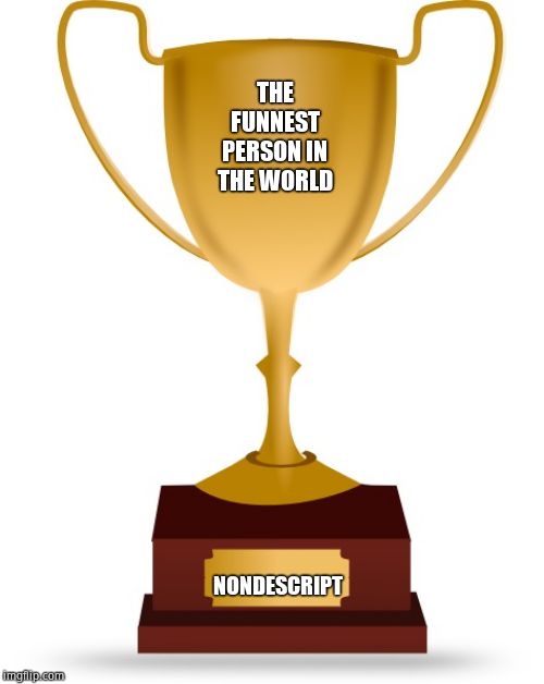 Blank Trophy | THE FUNNEST PERSON IN THE WORLD NONDESCRIPT | image tagged in blank trophy | made w/ Imgflip meme maker