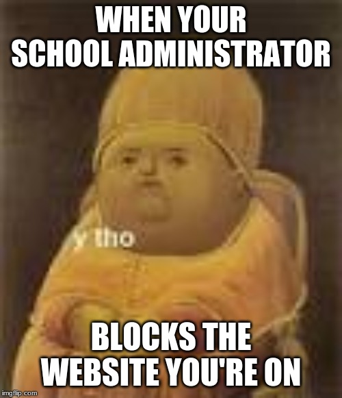 WHEN YOUR SCHOOL ADMINISTRATOR; BLOCKS THE WEBSITE YOU'RE ON | image tagged in why | made w/ Imgflip meme maker