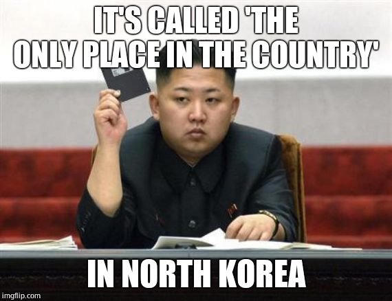 North Korea Internet | IT'S CALLED 'THE ONLY PLACE IN THE COUNTRY' IN NORTH KOREA | image tagged in north korea internet | made w/ Imgflip meme maker