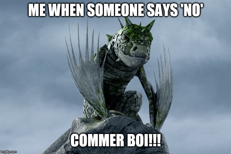 ima punch you back | ME WHEN SOMEONE SAYS 'NO'; COMMER BOI!!! | image tagged in dragons | made w/ Imgflip meme maker