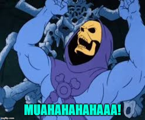Evil Laugh Skeletor | MUAHAHAHAHAAA! | image tagged in evil laugh skeletor | made w/ Imgflip meme maker