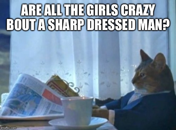 I Should Buy A Boat Cat Meme | ARE ALL THE GIRLS CRAZY BOUT A SHARP DRESSED MAN? | image tagged in memes,i should buy a boat cat | made w/ Imgflip meme maker