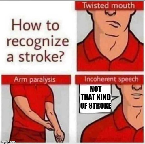 How to recognize a stroke | NOT THAT KIND OF STROKE | image tagged in how to recognize a stroke | made w/ Imgflip meme maker