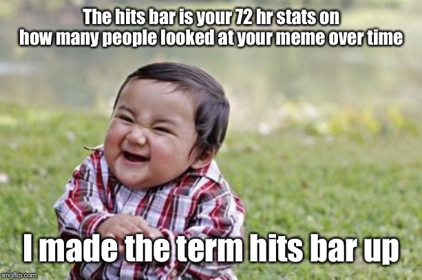 Evil Toddler Meme | The hits bar is your 72 hr stats on how many people looked at your meme over time I made the term hits bar up | image tagged in memes,evil toddler | made w/ Imgflip meme maker
