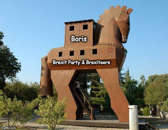 Trojan Horse | Boris; Brexit Party & Brexiteers | image tagged in trojan horse | made w/ Imgflip meme maker