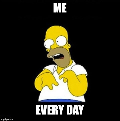 Homer Simpson Retarded | ME EVERY DAY | image tagged in homer simpson retarded | made w/ Imgflip meme maker