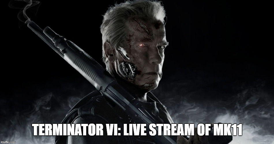 MK11: Terminator 6 | TERMINATOR VI: LIVE STREAM OF MK11 | image tagged in terminator,mk11 | made w/ Imgflip meme maker