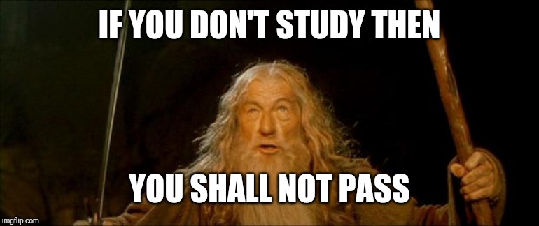 gandalf you shall not pass | IF YOU DON'T STUDY THEN; YOU SHALL NOT PASS | image tagged in gandalf you shall not pass | made w/ Imgflip meme maker