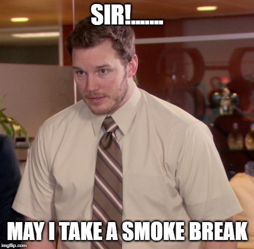 Afraid To Ask Andy Meme | SIR!....... MAY I TAKE A SMOKE BREAK | image tagged in memes,afraid to ask andy | made w/ Imgflip meme maker