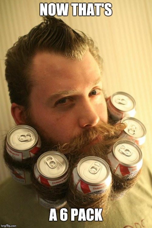 PACKING THE BEERD | NOW THAT'S; A 6 PACK | image tagged in memes,beer,beard | made w/ Imgflip meme maker