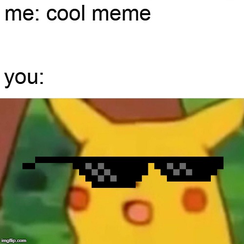 Surprised Pikachu Meme | me: cool meme you: | image tagged in memes,surprised pikachu | made w/ Imgflip meme maker