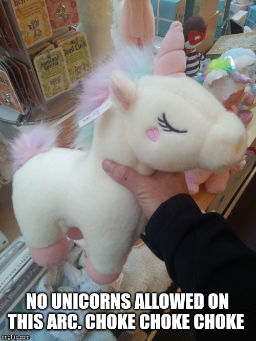 Choke | NO UNICORNS ALLOWED ON THIS ARC. CHOKE CHOKE CHOKE | image tagged in get of my arc | made w/ Imgflip meme maker