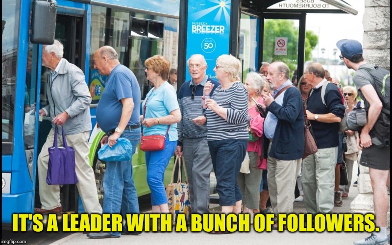 IT'S A LEADER WITH A BUNCH OF FOLLOWERS. | made w/ Imgflip meme maker