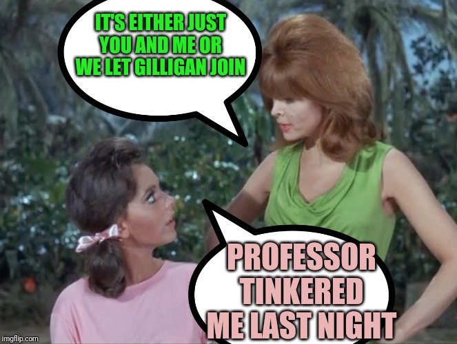 IT'S EITHER JUST YOU AND ME OR WE LET GILLIGAN JOIN PROFESSOR TINKERED ME LAST NIGHT | made w/ Imgflip meme maker