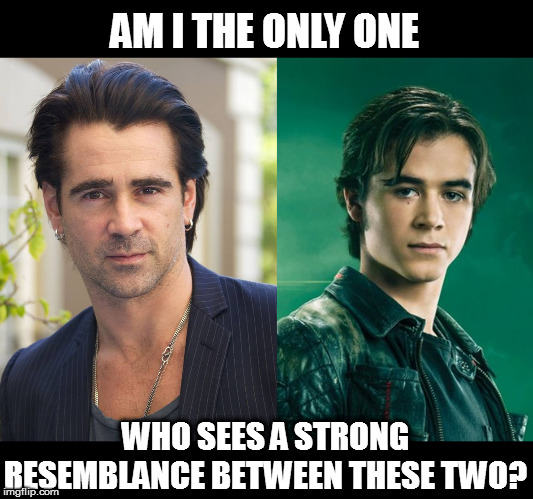 Really just made to prove a point | AM I THE ONLY ONE; WHO SEES A STRONG RESEMBLANCE BETWEEN THESE TWO? | image tagged in memes,celebrity lookalikes,colin farrell,keean johnson | made w/ Imgflip meme maker