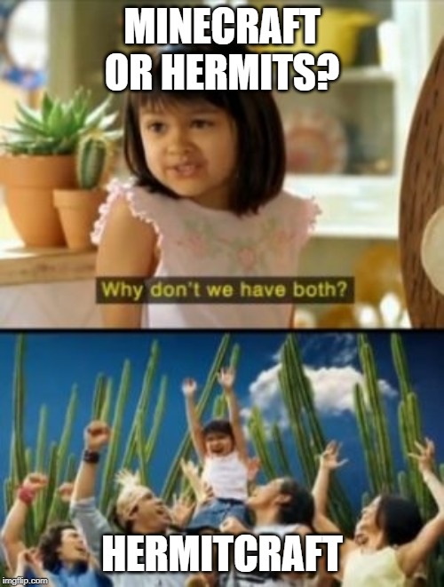 Why Not Both | MINECRAFT OR HERMITS? HERMITCRAFT | image tagged in memes,why not both | made w/ Imgflip meme maker