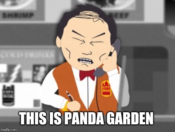 SP China man | THIS IS PANDA GARDEN | image tagged in sp china man | made w/ Imgflip meme maker