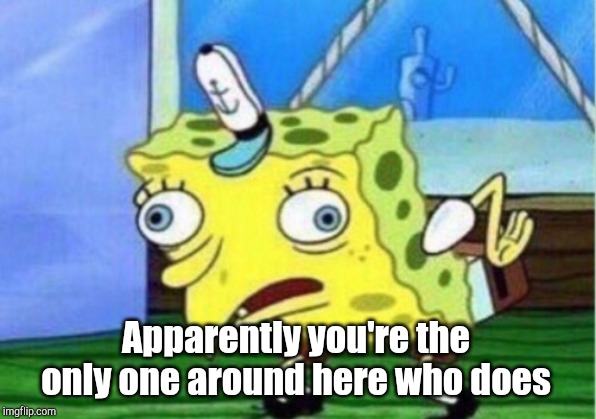 Mocking Spongebob Meme | Apparently you're the only one around here who does | image tagged in memes,mocking spongebob | made w/ Imgflip meme maker