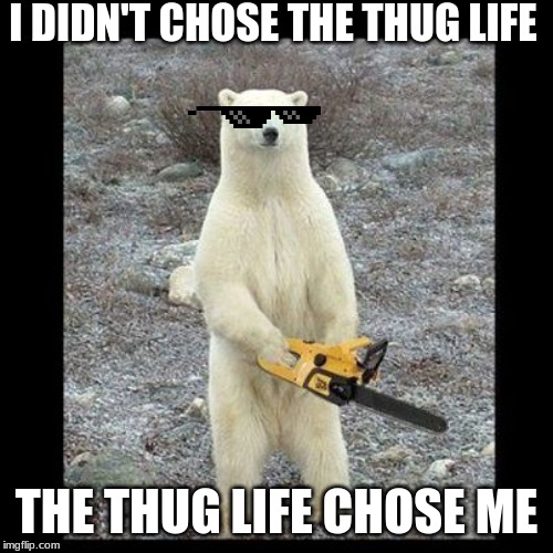 Chainsaw Bear Meme | I DIDN'T CHOSE THE THUG LIFE; THE THUG LIFE CHOSE ME | image tagged in memes,chainsaw bear | made w/ Imgflip meme maker
